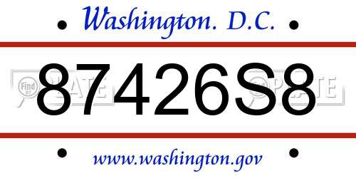 87426S8 District Of Columbia License Plate