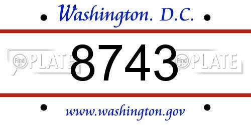 8743 District Of Columbia License Plate