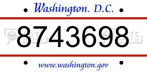 8743698 District Of Columbia License Plate