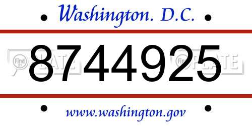 8744925 District Of Columbia License Plate