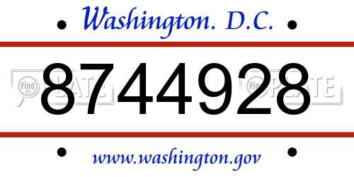 8744928 District Of Columbia License Plate