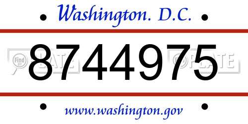 8744975 District Of Columbia License Plate