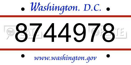 8744978 District Of Columbia License Plate