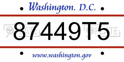87449T5 District Of Columbia License Plate