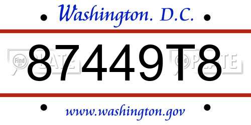 87449T8 District Of Columbia License Plate