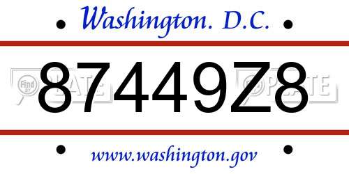 87449Z8 District Of Columbia License Plate