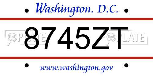 8745ZT District Of Columbia License Plate