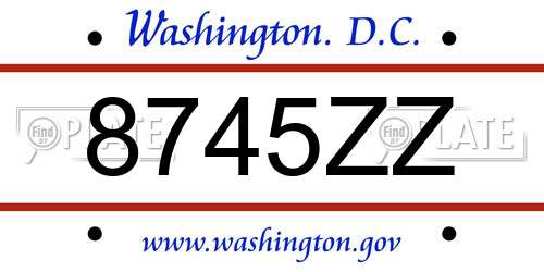 8745ZZ District Of Columbia License Plate