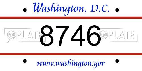 8746 District Of Columbia License Plate