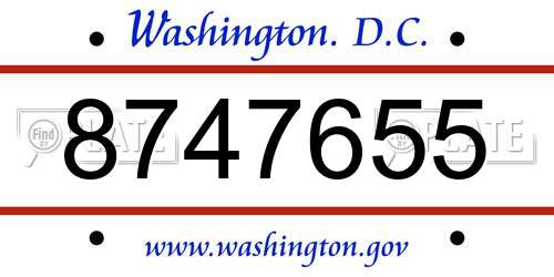 8747655 District Of Columbia License Plate
