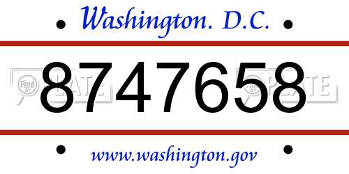 8747658 District Of Columbia License Plate