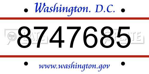 8747685 District Of Columbia License Plate