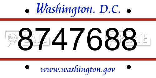 8747688 District Of Columbia License Plate