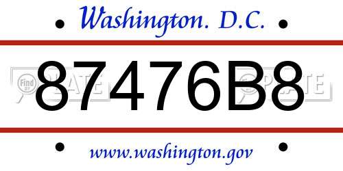 87476B8 District Of Columbia License Plate