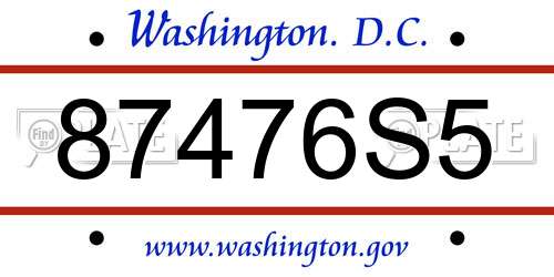 87476S5 District Of Columbia License Plate