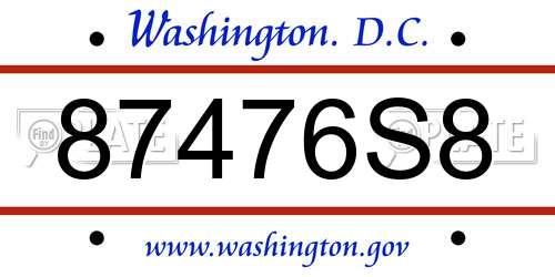 87476S8 District Of Columbia License Plate