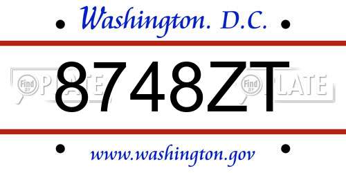 8748ZT District Of Columbia License Plate