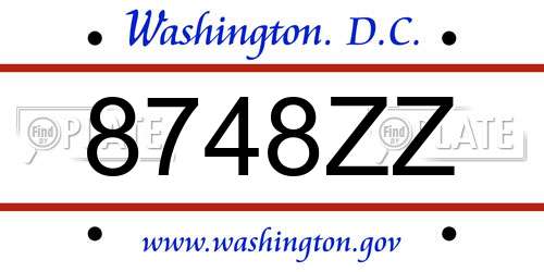 8748ZZ District Of Columbia License Plate