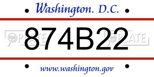 874B22 District Of Columbia License Plate