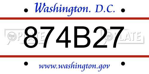 874B27 District Of Columbia License Plate