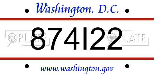874I22 District Of Columbia License Plate