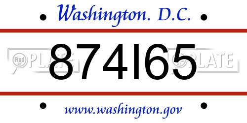 874I65 District Of Columbia License Plate