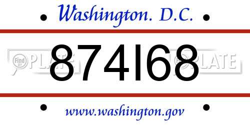 874I68 District Of Columbia License Plate