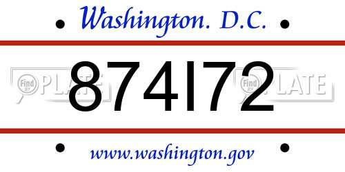 874I72 District Of Columbia License Plate