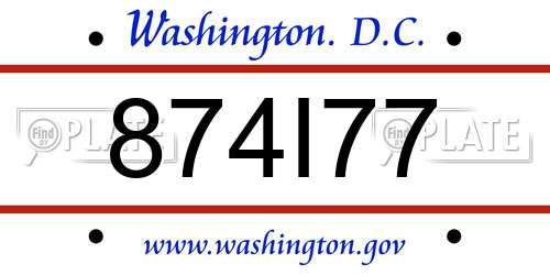 874I77 District Of Columbia License Plate