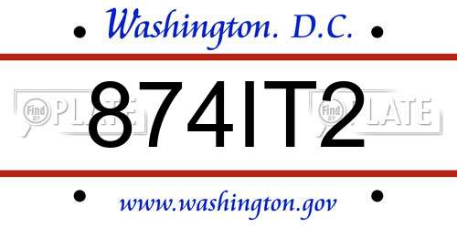 874IT2 District Of Columbia License Plate