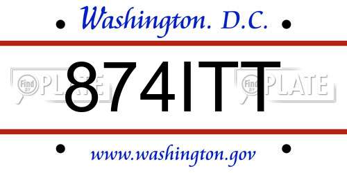 874ITT District Of Columbia License Plate