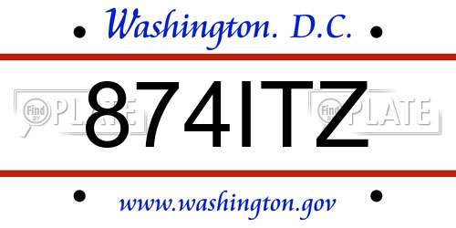 874ITZ District Of Columbia License Plate