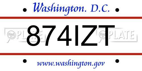 874IZT District Of Columbia License Plate