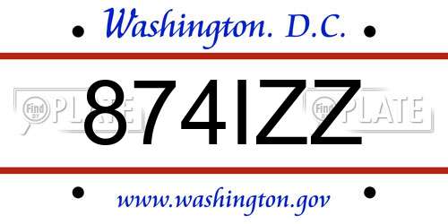 874IZZ District Of Columbia License Plate