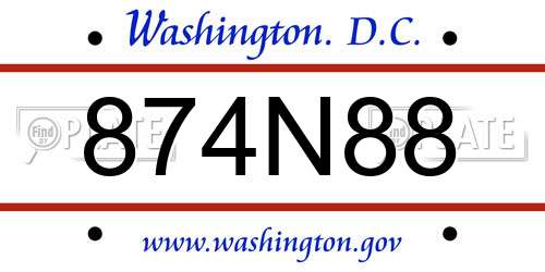 874N88 District Of Columbia License Plate