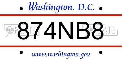 874NB8 District Of Columbia License Plate