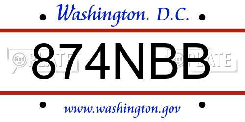 874NBB District Of Columbia License Plate