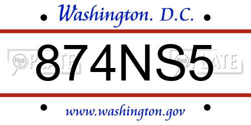 874NS5 District Of Columbia License Plate