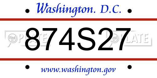 874S27 District Of Columbia License Plate