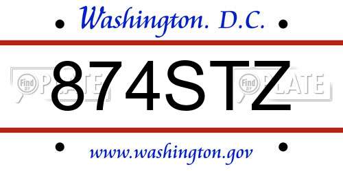 874STZ District Of Columbia License Plate