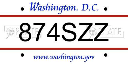 874SZZ District Of Columbia License Plate