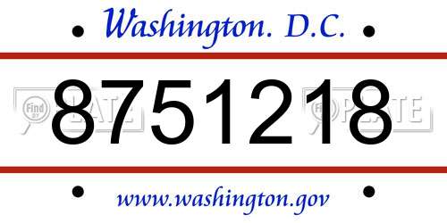 8751218 District Of Columbia License Plate