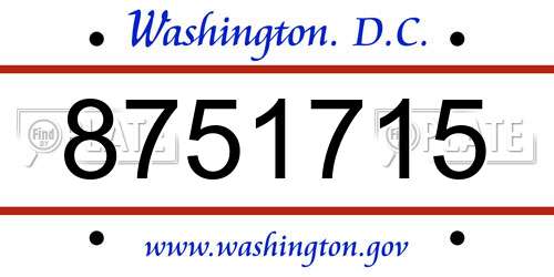8751715 District Of Columbia License Plate