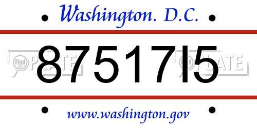 87517I5 District Of Columbia License Plate