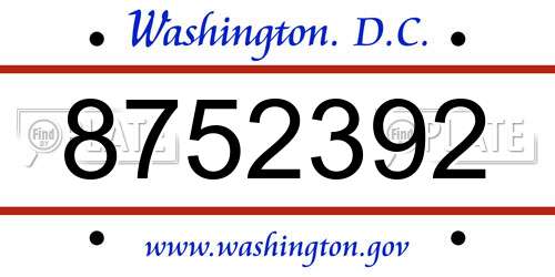 8752392 District Of Columbia License Plate