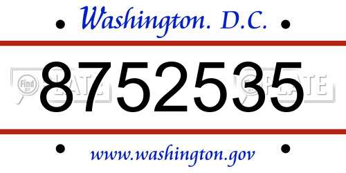 8752535 District Of Columbia License Plate