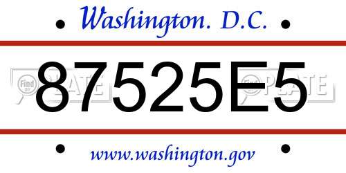 87525E5 District Of Columbia License Plate