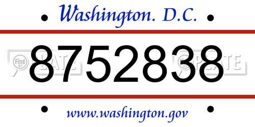 8752838 District Of Columbia License Plate