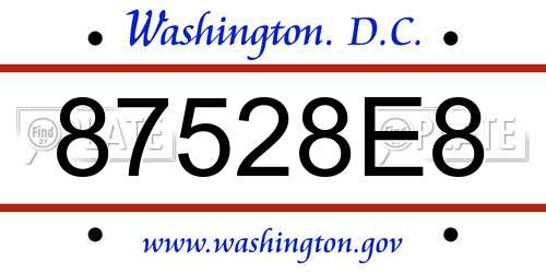 87528E8 District Of Columbia License Plate
