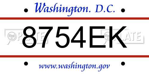 8754EK District Of Columbia License Plate